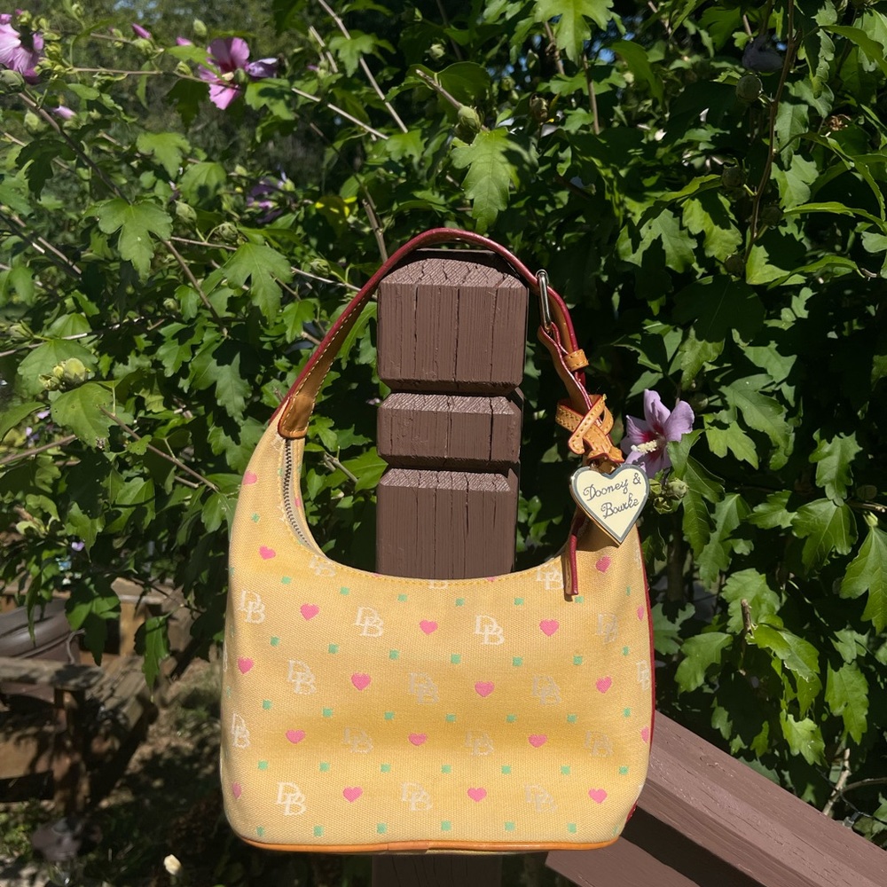 Dooney & Bourke Yellow Patterned Women's Bag With Original Heart Metal Tag